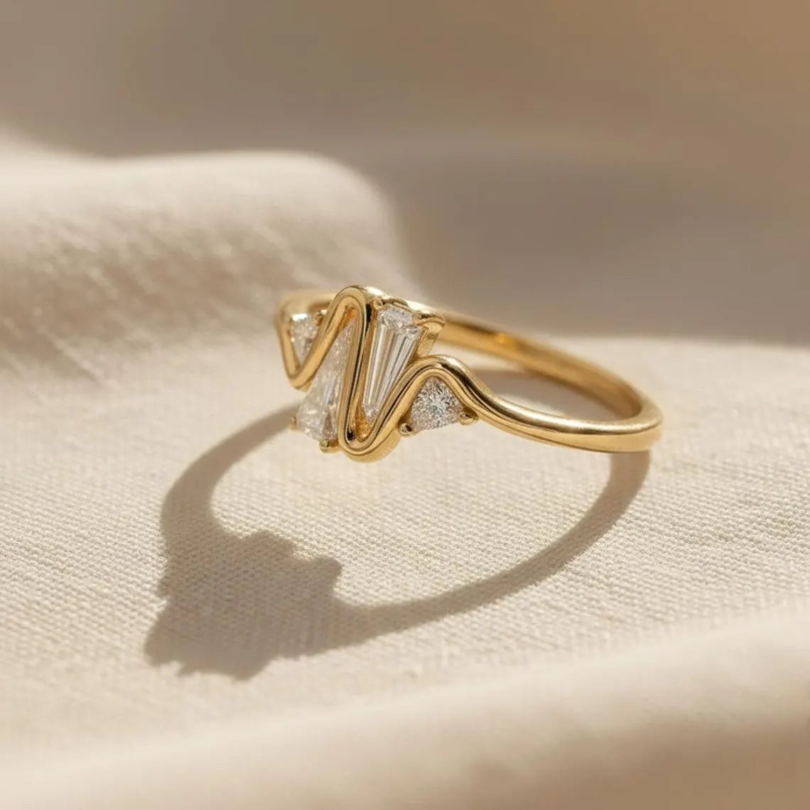 Moissanite wave ring