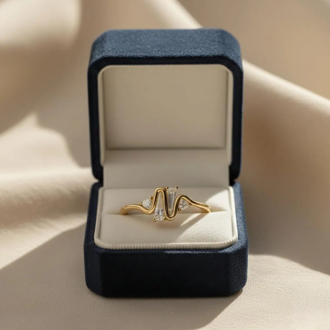 Moissanite wave ring