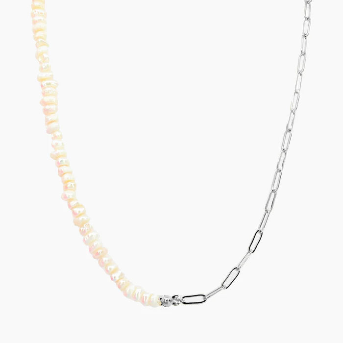 Pearl paperclip necklace