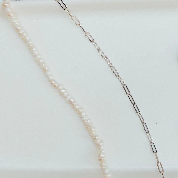 Pearl paperclip necklace