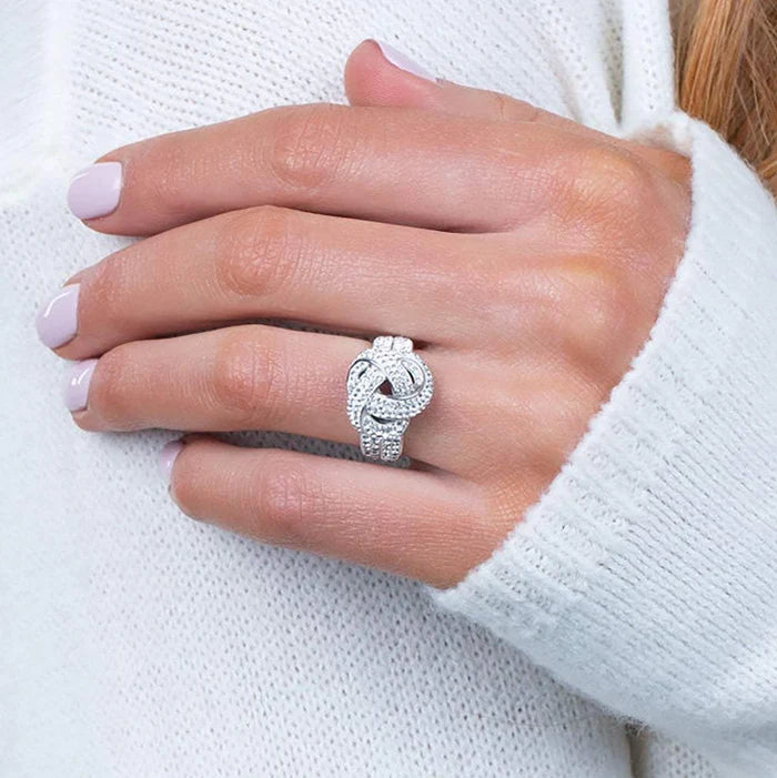 Swarovski crystal knot ring