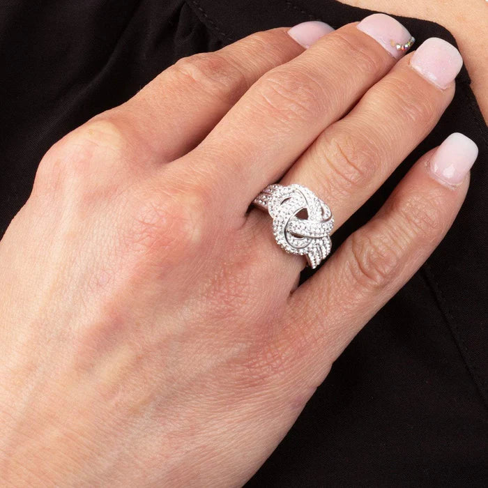 Swarovski crystal knot ring