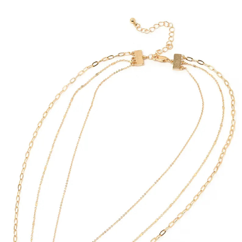 Three layer charm necklace set