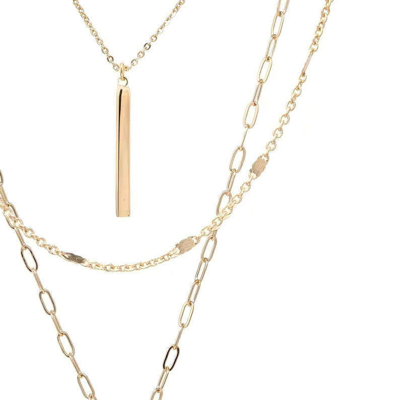 Three layer charm necklace set