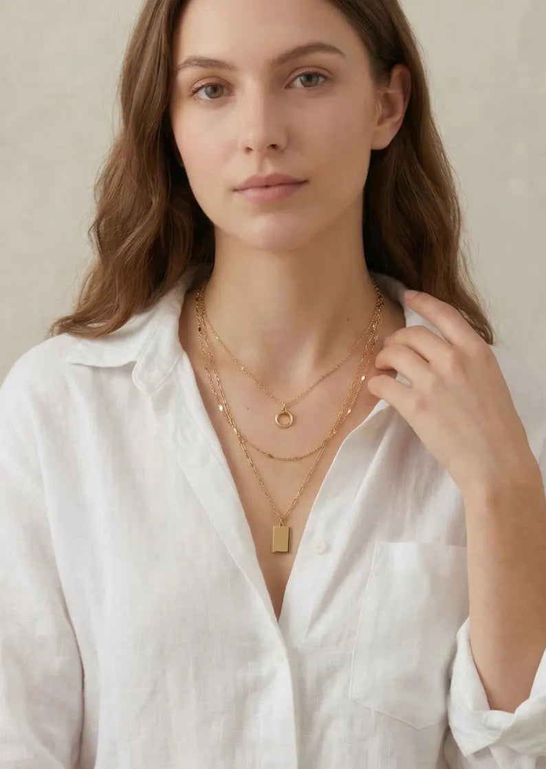 Three layer charm necklace set